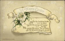 EASTER Poem yellow banner white lilies ~ Winsch ~ 1921 Cairo to Centralia IL picture