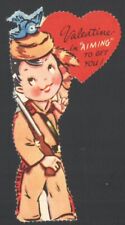 Vintage UnUsed Valentine Card Davy Crockett Coon Skin Hat I'm AIMING to Get YOU picture