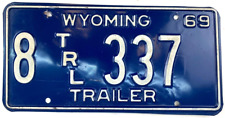 Wyoming 1969 License Plate Vintage Trailer Tag Platte Co Cave Collector Decor picture