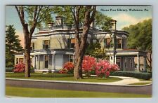 Wellsboro PA-Pennsylvania Green Free Library Vintage Souvenir Postcard picture