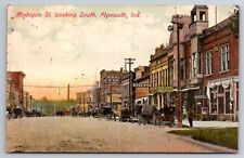 Michigan Street Looking South Plymouth Indiana IN Drug Store c1910 Postcard picture