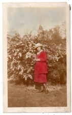 Nicely Dressed Woman Heavily Hand Tinted Unusual Weird Vintage Snapshot Photo picture