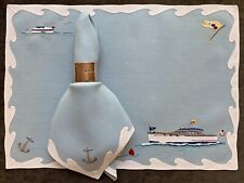 Vintage Placemat Settings Madeira Embroidered Nautical Yacht Boat Unused Set/6 picture