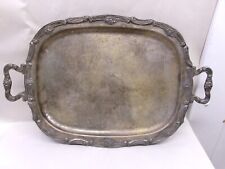 VINTAGE SILVER PLATED???? SERVING TRAY with HANDLES & FEET...PLEASE READ AD picture