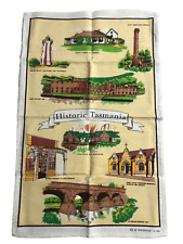 Vintage Cotton Linen Tea Towel Historic Tasmania Australia Sightseeing Souvenir picture
