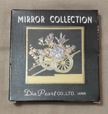 Vintage New Japanese Chokin Art Pocket Mirror Compact. Gold & Black. Japan picture