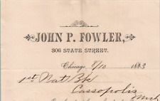 1883 John P. Fowler  Billhead State Street CHICAGO IL BL623 picture