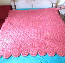 Vintage Satin Quilted Bedspread/Throw Scalloped Edges 68