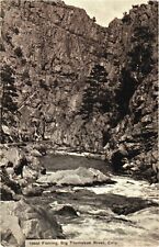 View of Rocky Mountains, Ideal Fishing, Big Thompson River, Colorado Postcard picture
