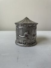 Vintage Silver Plated Coin Bank Carousel Merry-Go-Round Horses picture
