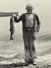 HI Photograph Boy Fish Fishing Catch 1930-40's Portrait picture