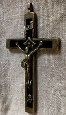 Vintage WWII German Pectoral Crucifix Cross Skull Crossbones Necklace Pendant picture