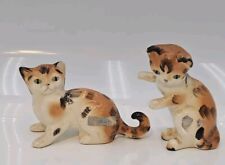 Pair Of  Robert Simmons Wutsy 138 Calico Porcelain Cat Figurines Vintage 4 Inch picture