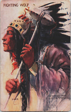 USA Postcard Native American Indian Chief Fighting Wolf Portrait picture