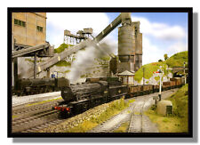 Great Tunsley Dale OO gauge BR WD 2-8-0 7 & 9F locos framed picture free p&p UK picture