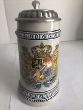 Vintage German Beer Stein Lidded Kingdom Of Bavaria Coat Of Arms Crest picture