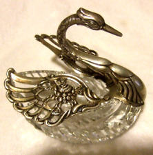 Vintage Crystal Swan Movable Silver Wings Elegant Large Size picture