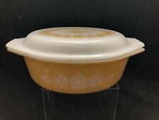 Vintage Pyrex 043 Butterfly Gold Oval  1.5 QT Casserole Glass Dish Matching Lid picture
