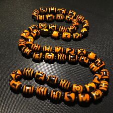 Energy Tibetan Old Agate Various patterns Totem dZi Bead Amulet necklace 10*14mm picture