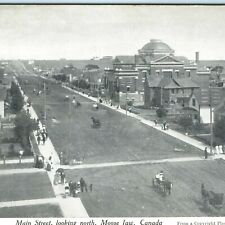 c1900s Moose Jaw, Sask. North Main St Birds Eye Postcard Horse Carriage Road A51 picture