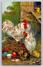 c1910 Chicks Chickens Eggs Hay Coop Saxony Easter P726 picture