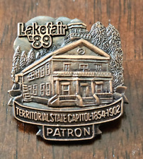 1989 Capital Lakefair Patron Pin Washington Territorial State Capitol 1854-1902 picture