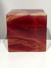 Alabaster Paperweight Square Marble Hand Carved Italy Decorative Vintage Genuine picture