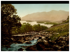 Lake District. Derwentwater Ashnessbridge and Skiddaw.  Vintage Photochrome by P. picture
