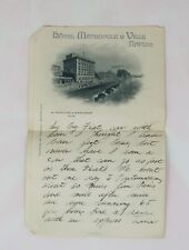 Early 1900's Written Letter From Hotel Metropole & Ville Napples, With Envelope picture