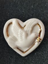 Vintage Lenox Dove Of Peace Porcelain Brooch Or Pin W 24k Gold trim - in Box picture