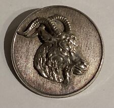 LARGE VINTAGE FRENCH WHITE METAL BUTTON WITH GOAT picture
