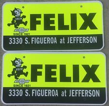 NOS Felix Chevrolet PAIR Vintage Los Angeles Dealer License Plate Frame Inserts picture