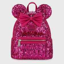 Disney Parks Loungefly Pink Sequins Orchid Magenta Minnie Mouse Mini Backpack picture