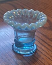 Fenton Glass 37 Blue Opalescent Crimp Miniature Vase ca. 1940s picture