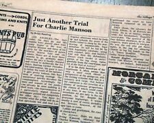 CHARLES MANSON Girls Followers Sharon Tate LaBianca Murder Trial 1970 Newspaper picture