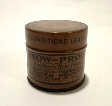 Vintage Snow-Proof Leather Waterproofing Brown Tin - Not Empty - See Images picture