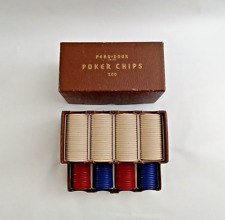Antique Peau Doux Poker Chip Set 1930s With Bulldog (Missing 1 White Chip) picture