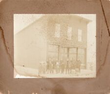Men and Children Freezing Outside Snow Day 1890s Antique Cabinet Card Photo picture
