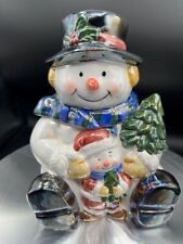 Pearlized Snowman Sugar  /  Nut  / Candy Jar with Original Box picture