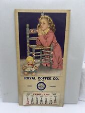 1958 Royal Coffee Co. young girl praying cardboard back calendar Odon, IND picture