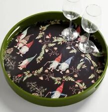Pottery Barn Whimsical Forest Gnome Handcrafted Lacquer Serving Tray Damage picture