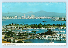 San Diego California Aerial Birdseye View of City Ocean Postcard C1 picture