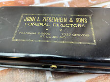 Vintage John L Ziegenhein & Sons Funeral Director Metal Document Box St Louis MO picture
