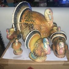 VTG 7Pc Napco Porcelain Turkey Serving Set Thanksgiving Decor Japan picture