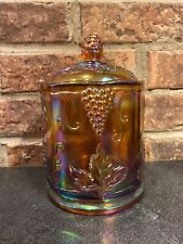 Vintage Indiana Glass Harvest Grape Carnival Glass Biscuit Jar Cookie Canister picture