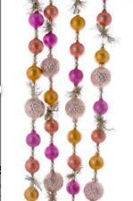 Glass Garland 6’ Silver Pink Coral Spring Summer Shiny Bright picture