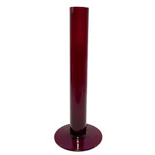 IKEA Ruby Red Hand Blown Glass Bud Vase 1970 Vintage Tall Cylinder Retired picture