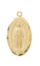 Gold Tone Sterling Silver Miraculous Medal Size 1in Features 18in Long Chain picture