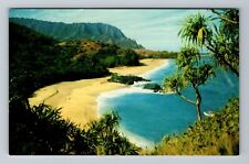 Kauai HI-Hawaii, Lumahai Beach, Aerial, Vintage Postcard picture