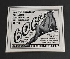 1942 Print Ad Chicago 606 Night Club 606 S Wabash Ave Cafe Show Paul Mall Art picture
